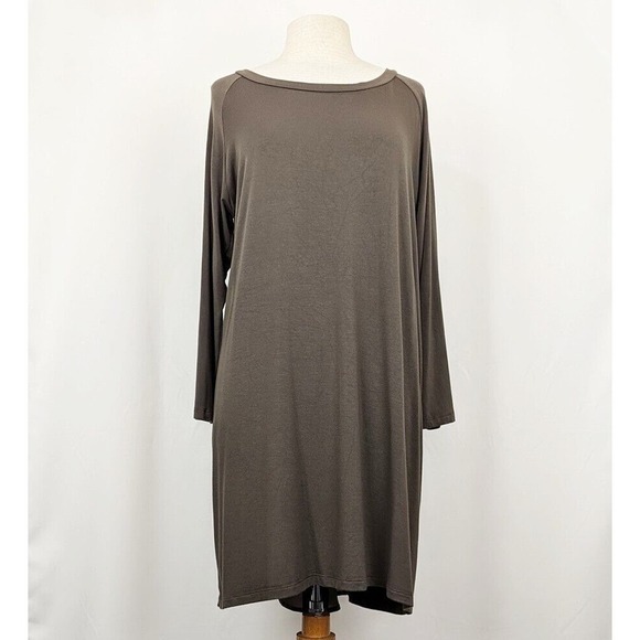 Comfy USA Tunic Top Taupe Brown Long Sleeve Button Back Misses Size M - Picture 1 of 6